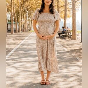 PinkBlush Ivory Floral Maternity Maxi Dress Small